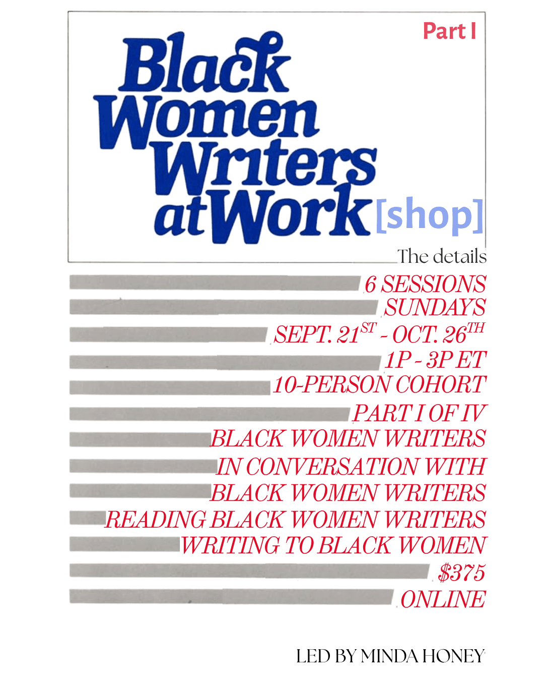 Black women writers at work[shop] flyer